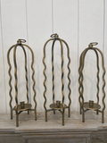 Wavy Cage Gold Distressed Finish Candle Holders Set 3