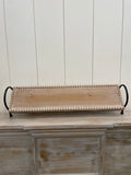 Beaded wood & metal tray
