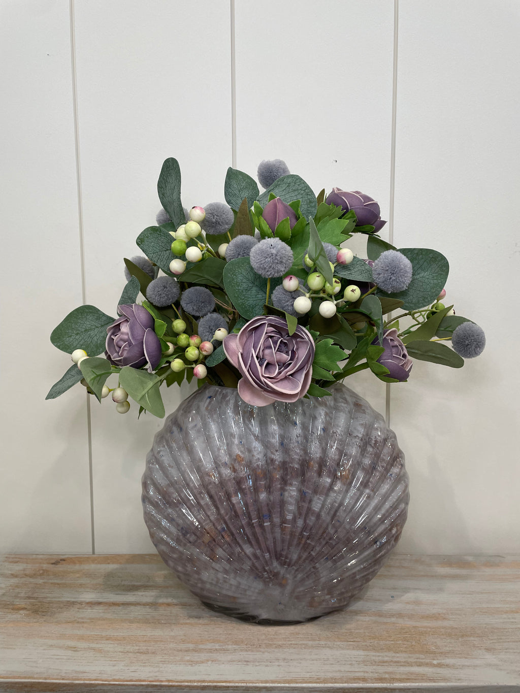 Blue Glass Scallop Shell Vase