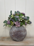 Blue Glass Scallop Shell Vase