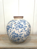 8 in Round Terracotta Vase Blue