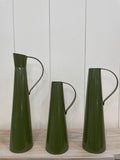 Green Metal Pitcher Vases Set of 3