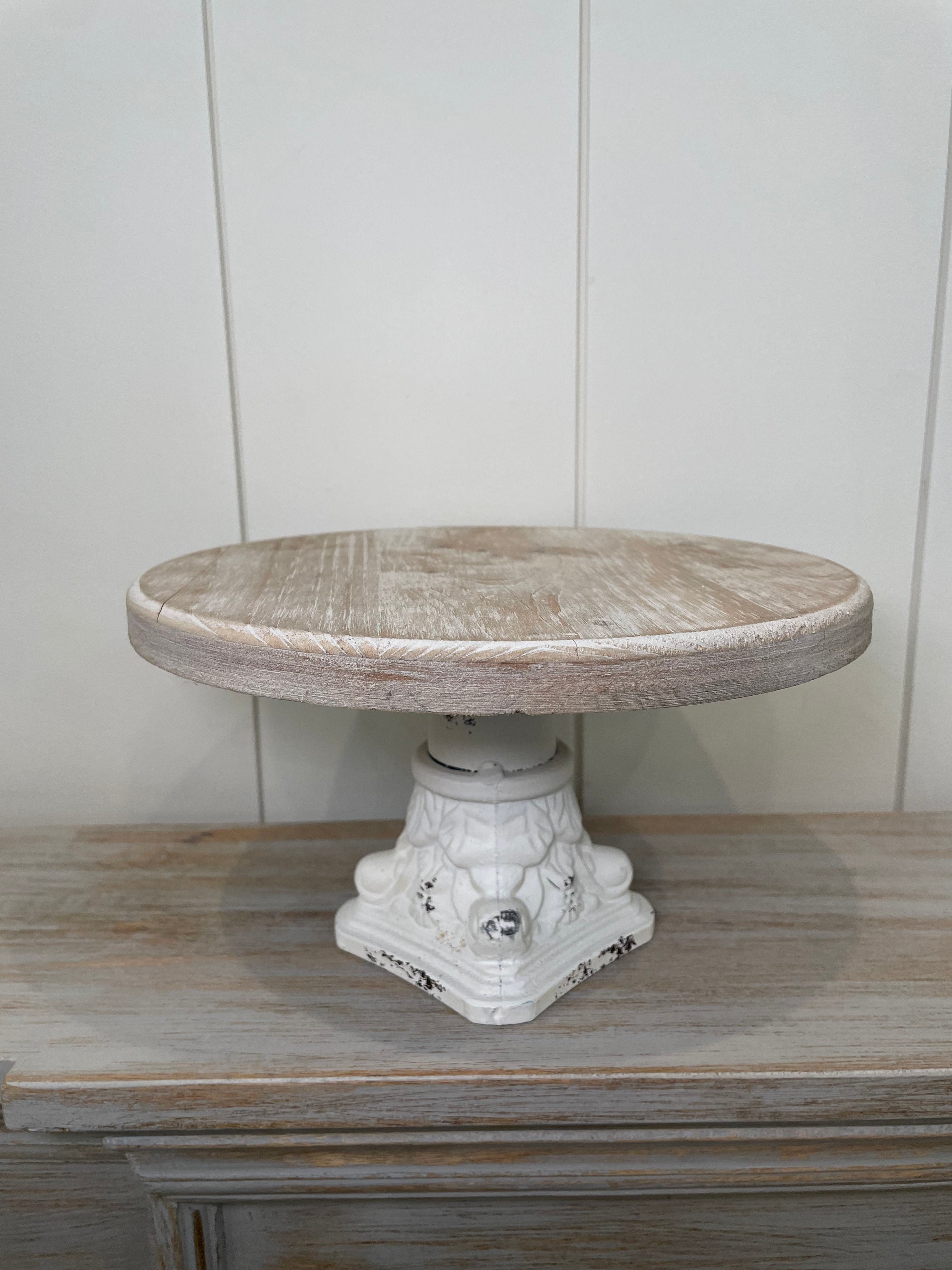 Decorative Wood & Metal Pedestal, Distressed White