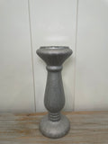 Cer, 10" Candle Holder, Scratched Silver