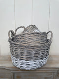 White Dipped Willow Bushel Basket Planter Set 3