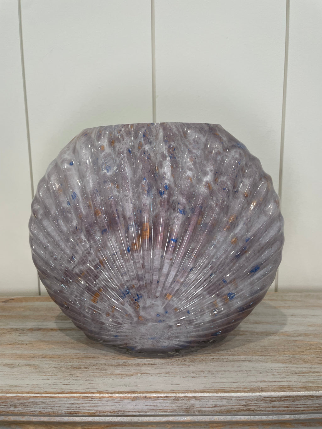 Blue Glass Scallop Shell Vase