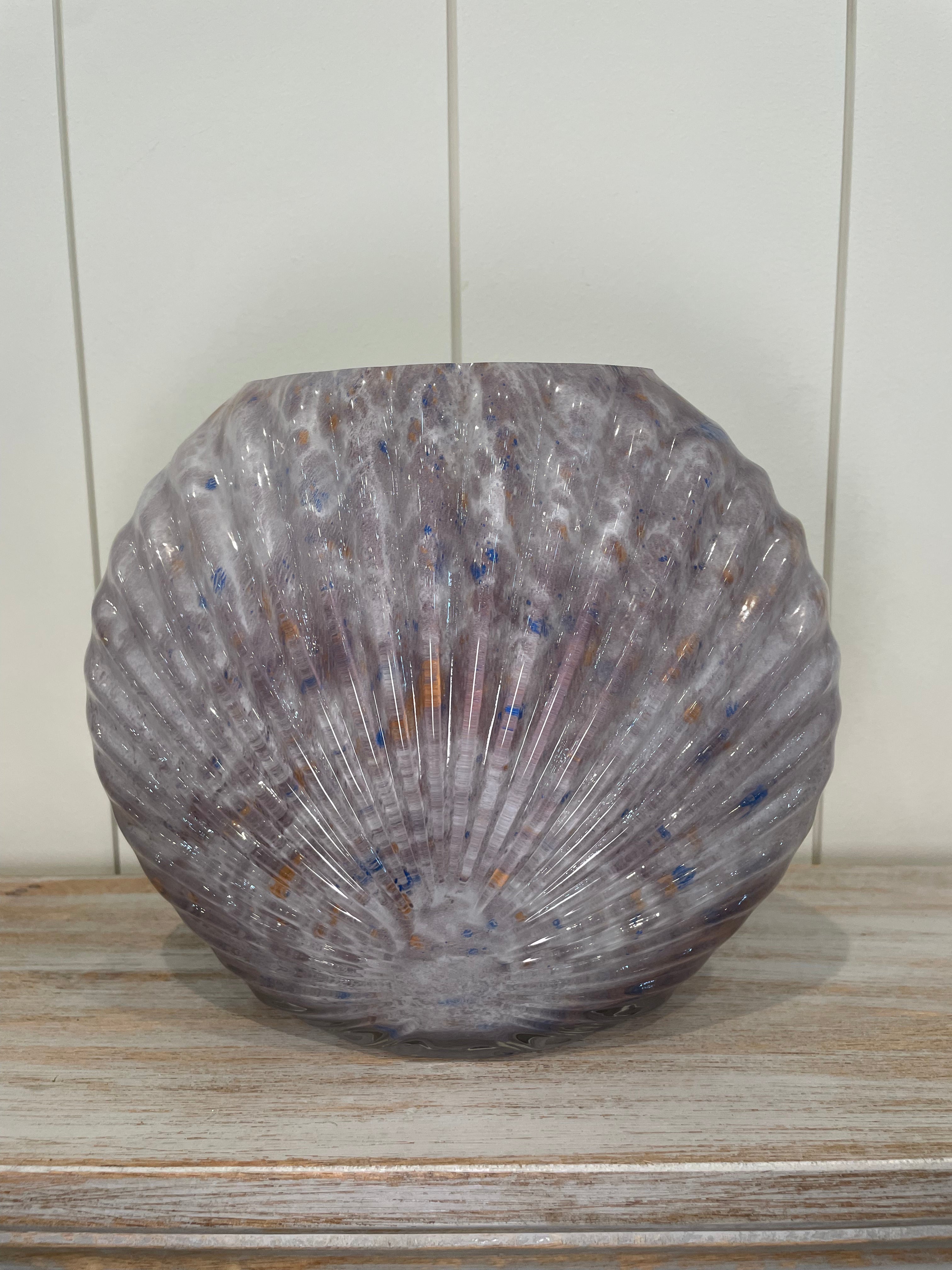 Blue Glass Scallop Shell Vase