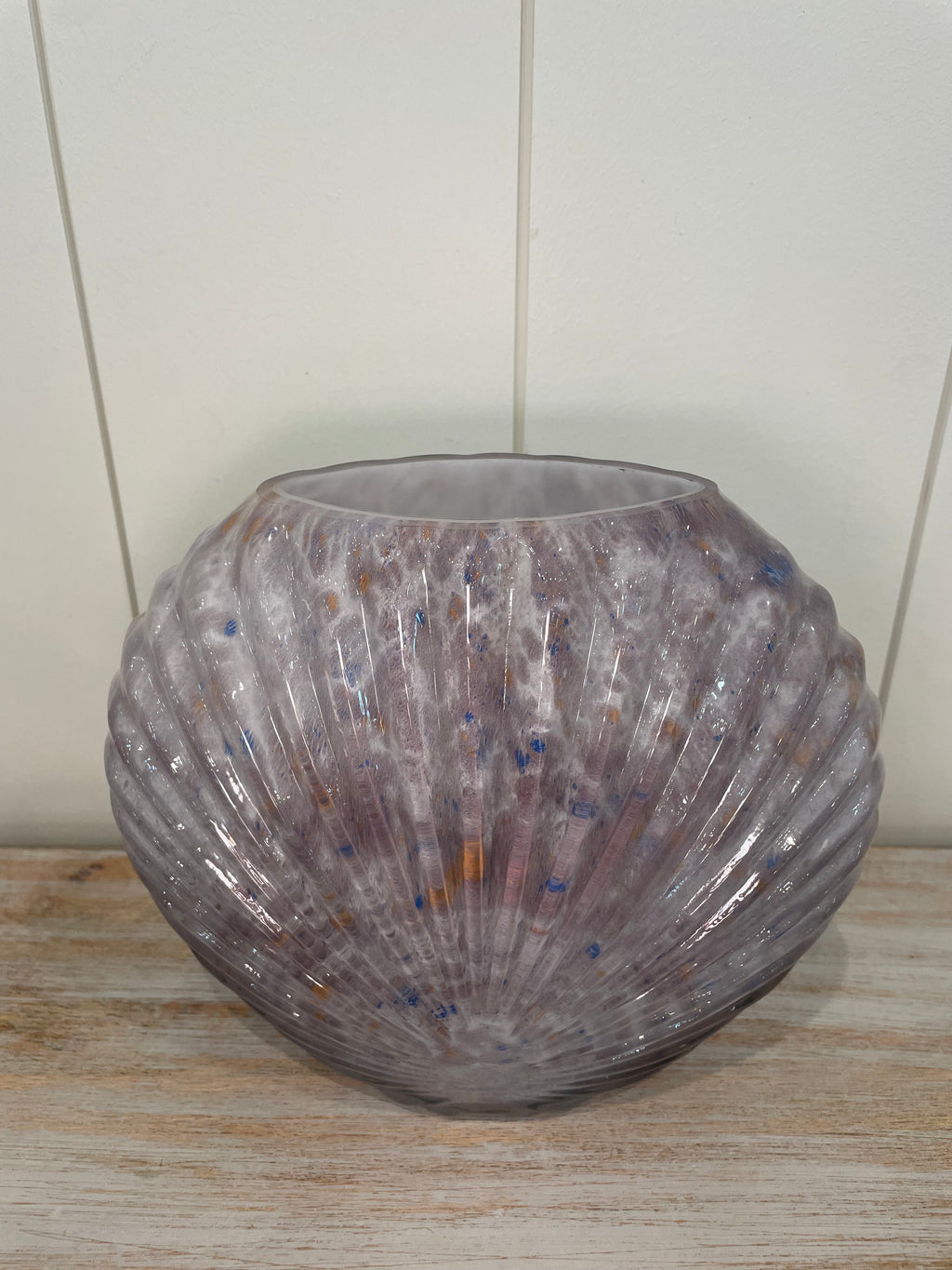 Blue Glass Scallop Shell Vase