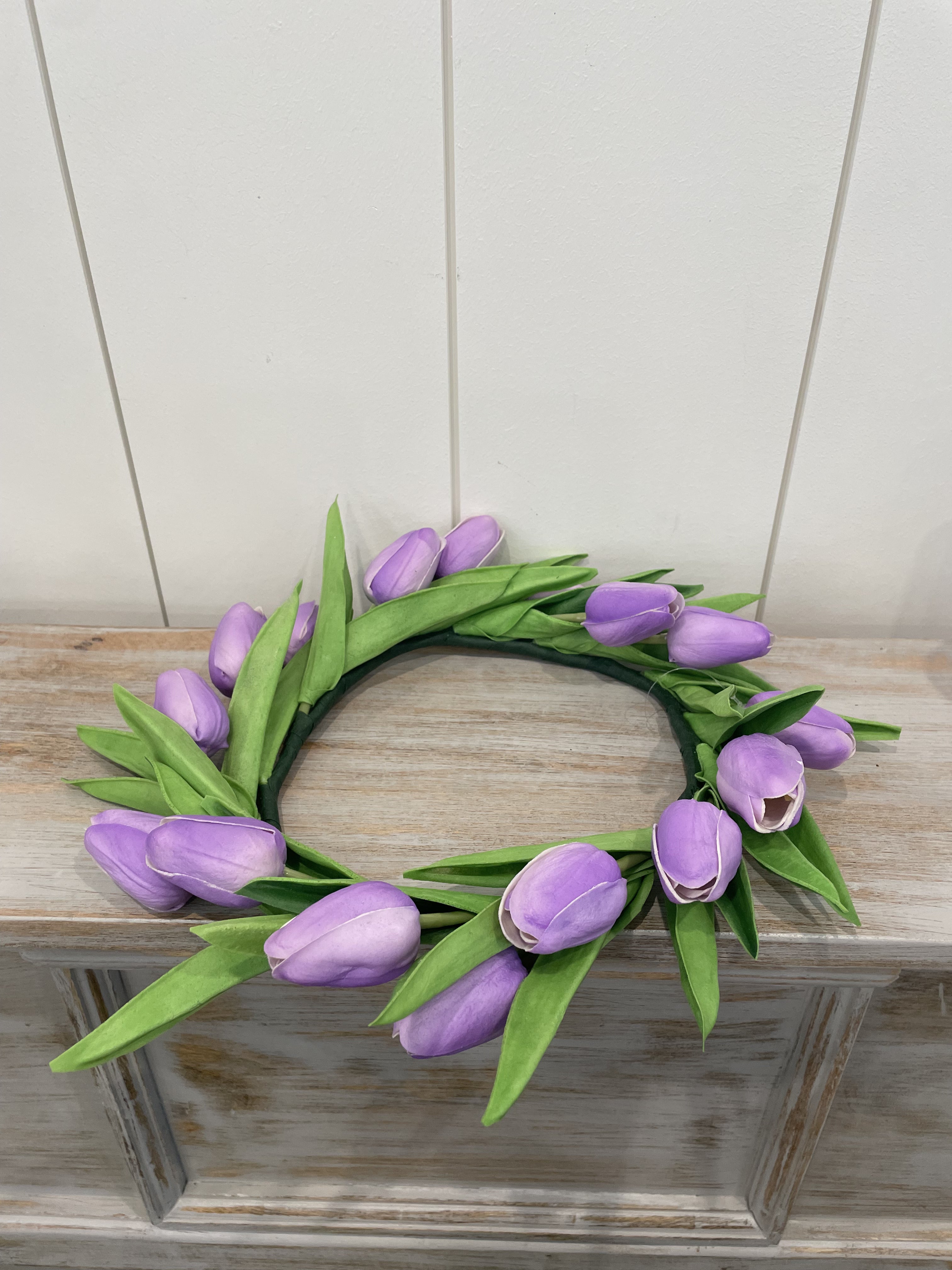11.5 inch light Purple real touch mini tulip candle ring
