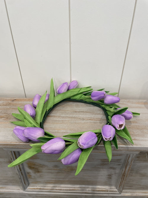 11.5 inch light Purple real touch mini tulip candle ring